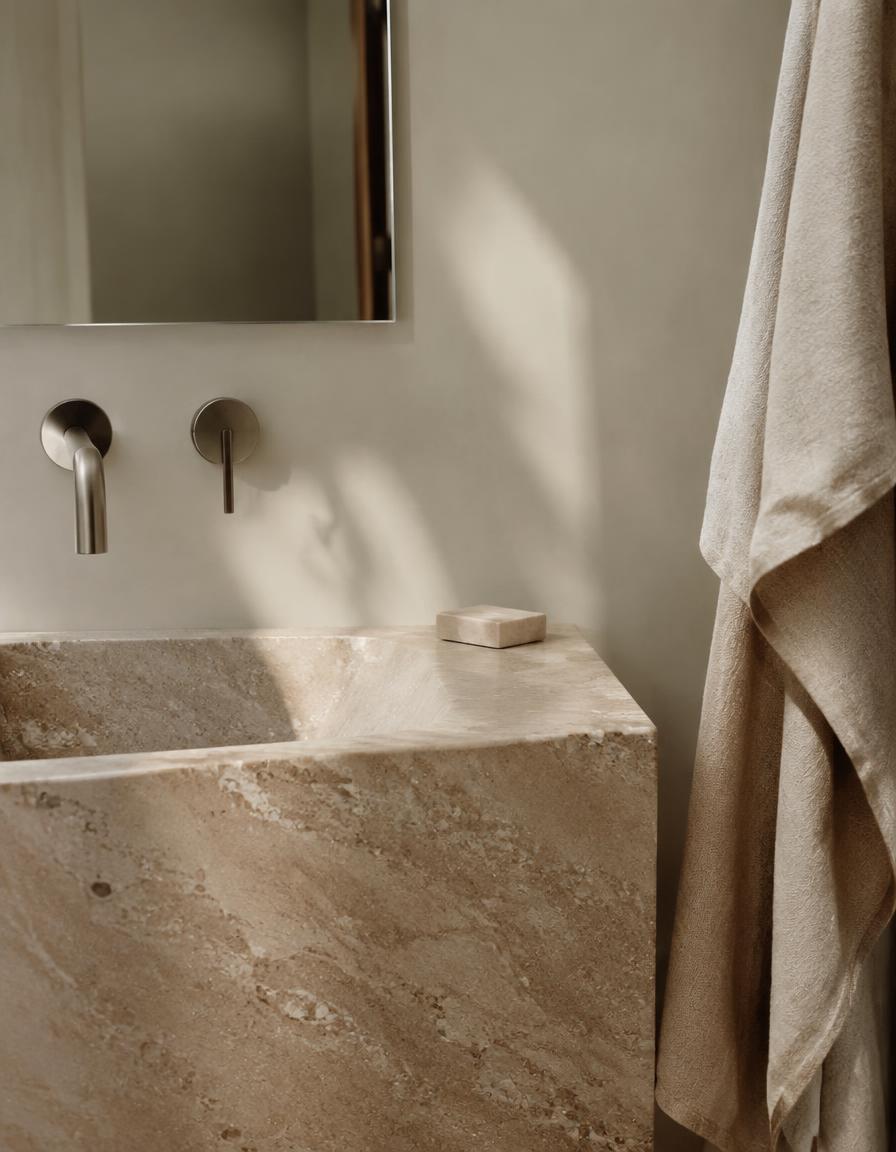 Travertine basin detail